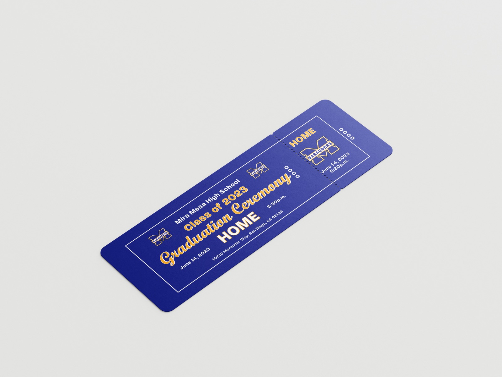 Blue graduation ticket design